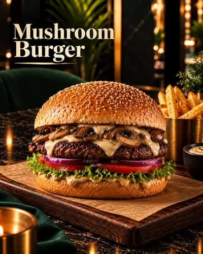 mushroom burger sandwich
